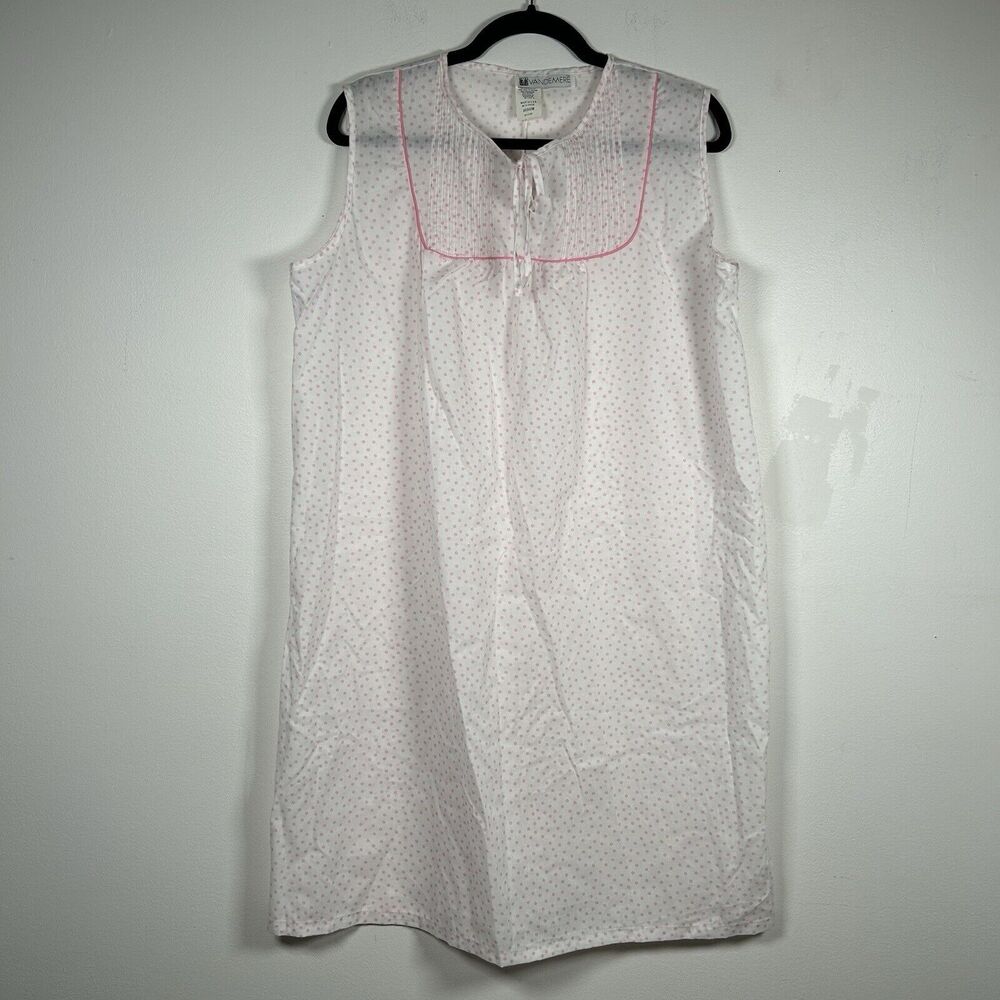 VTG Vandemere Pink Cotton Blend House Dress Nightgown GRANNY PJ'S Size Medium